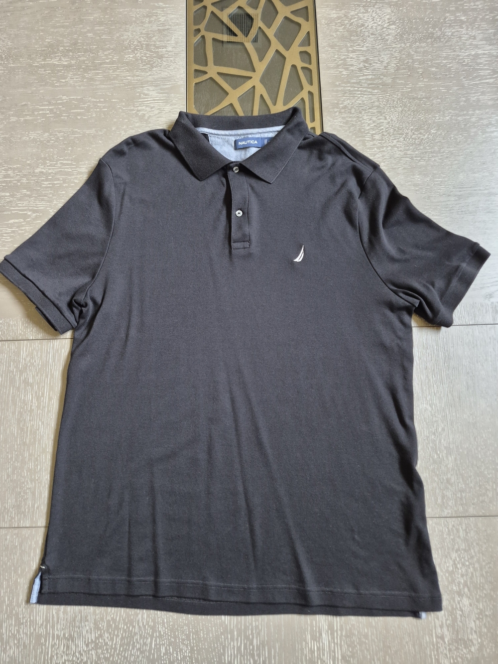 Nautica Black Short-Sleeve Polo with Embroidered Sail Logo